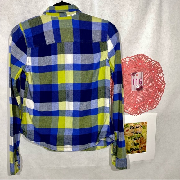 Abercrombie & Fitch NY Button Down Plaid Shirt 100% Cotton Flannel - Picture 7 of 10